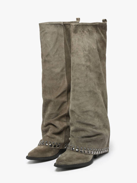 Laarzen Uit Leder N°6 Groen women AN31 ander zicht 2